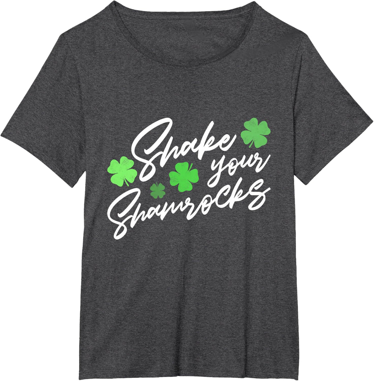 Womens Shake Your Shamrocks Funny St Patrick's Day T-Shirt - Dark Heather Grey