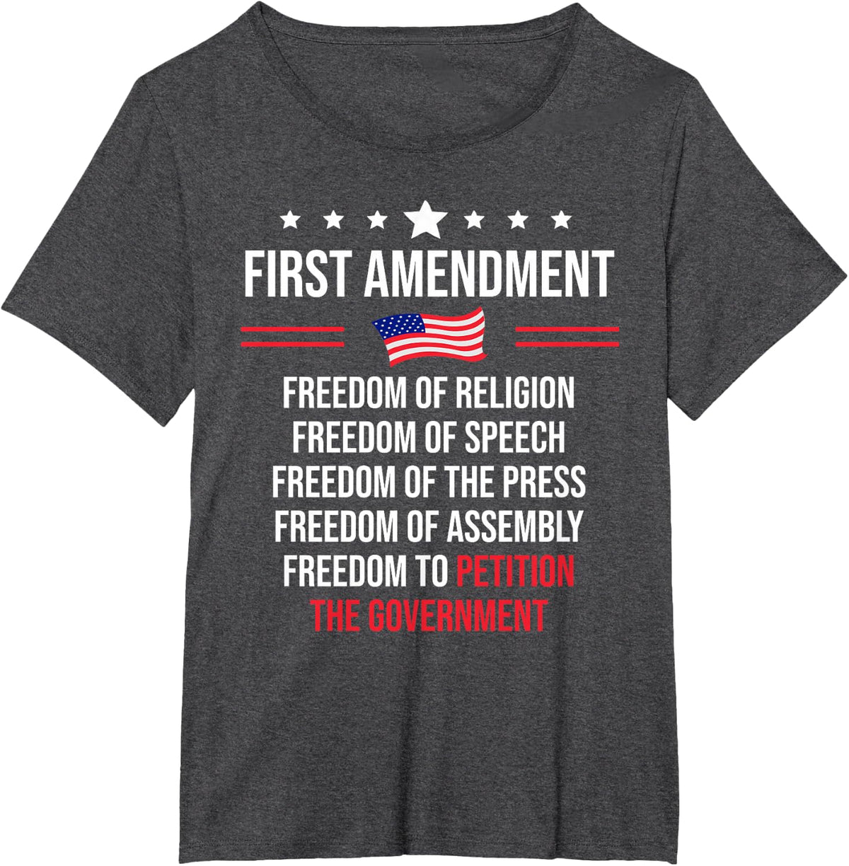 First Amendment Freedom of Speech US Democracy 1st Amendment T-Shirt - Dark Heather Grey
