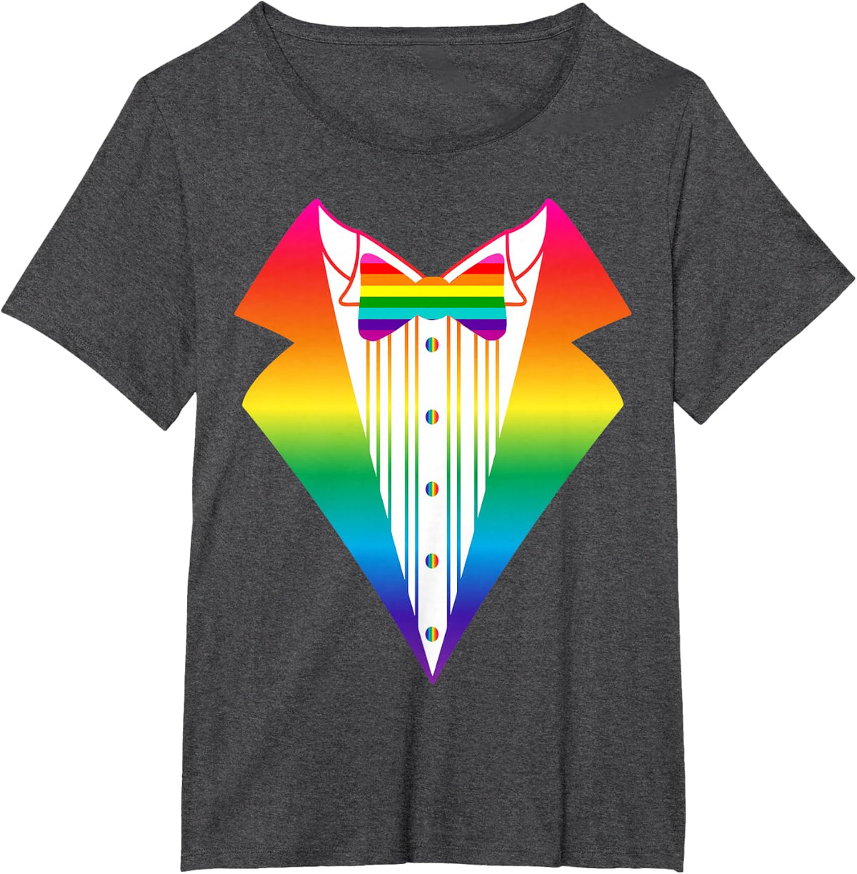 LGBT Tuxedo | Rainbow LGBTQI Tux Pride T-Shirt T-Shirt - Dark Heather Grey