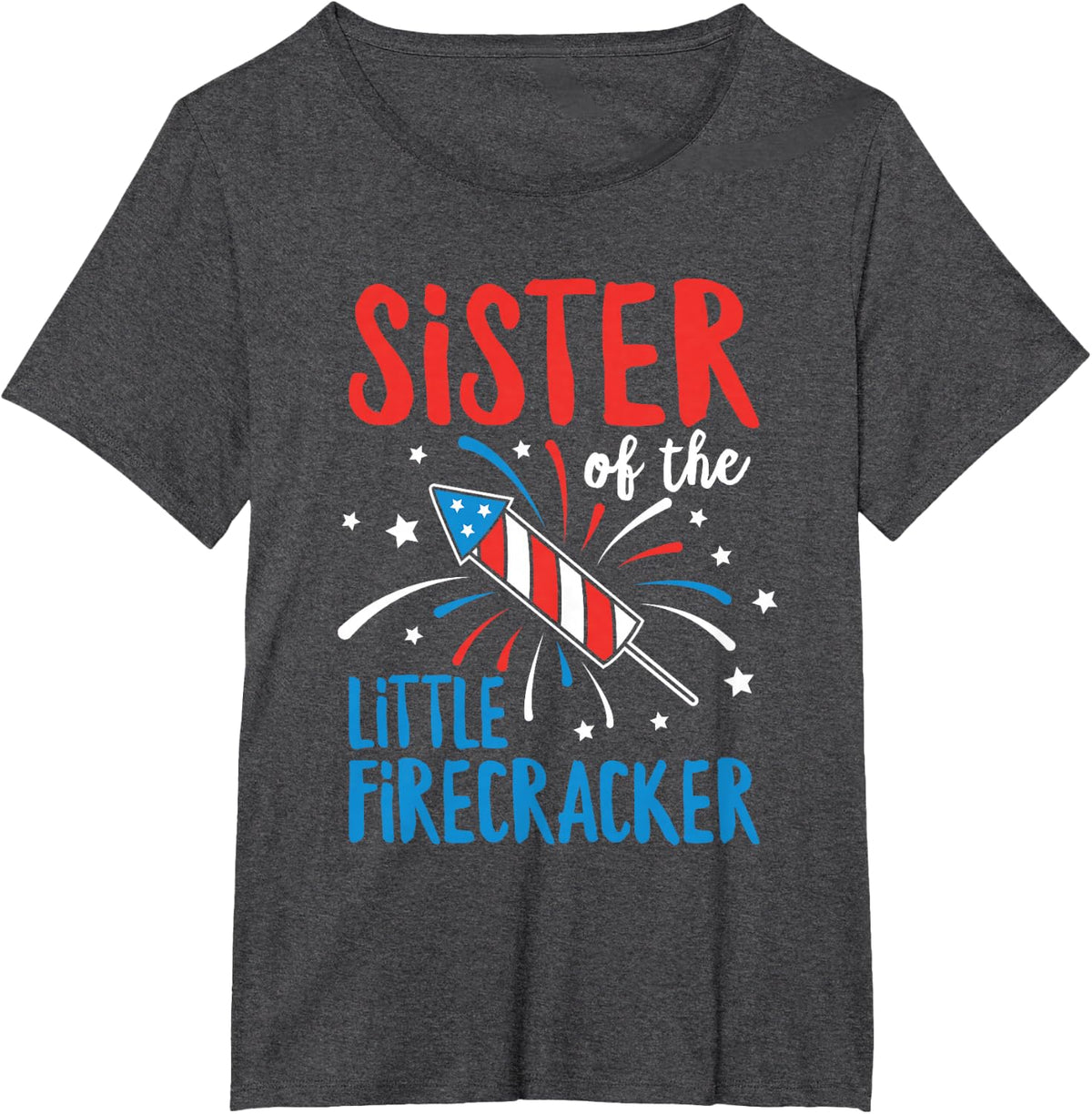 Big Sister Of The Little Firecracker Pregnancy Announcement T-Shirt - Dark Heather Grey