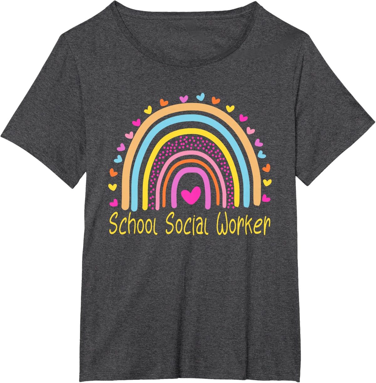 School Social Worker Rainbow T-Shirt - Dark Heather Grey