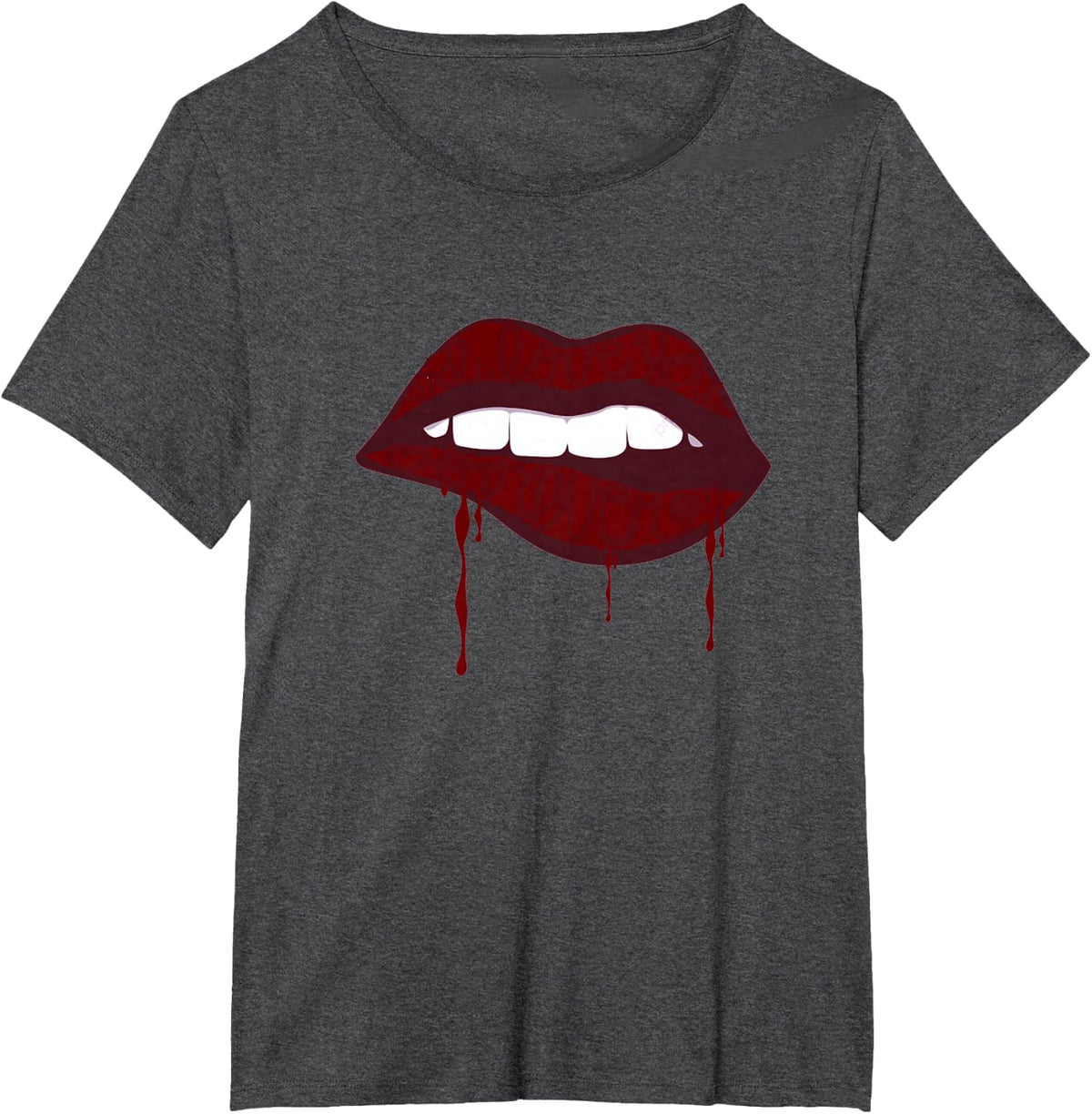 Vintage I Love You Forever Sexy Bleeding Lips Graphic T-Shirt - Dark Heather Grey