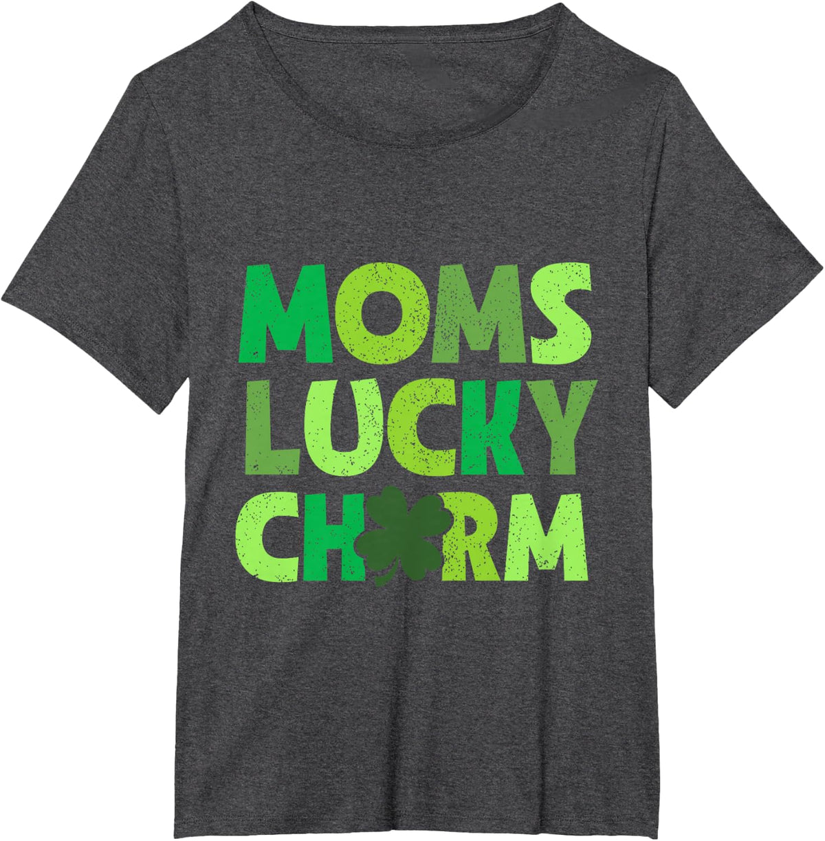 Moms Lucky Charm Irish Clovers Kids Boy Girl St Patricks T-Shirt - Dark Heather Grey