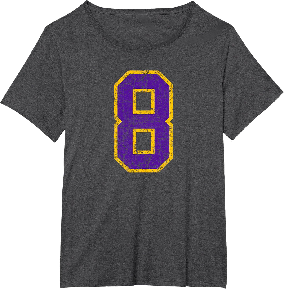 Purple Gold Number 8 Jersey Player Uniform #8 Grunge T-Shirt - Dark Heather Grey