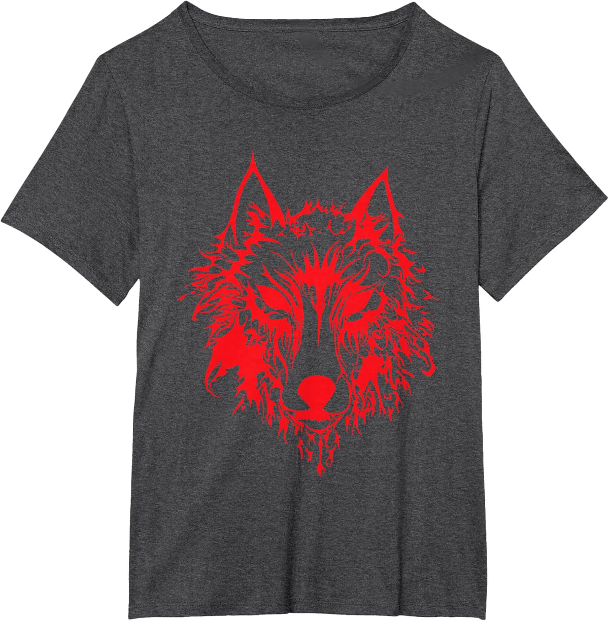 Red Fenrir Nordic Wolf Odin Nordic Walhall Mjolnir T-Shirt - Dark Heather Grey