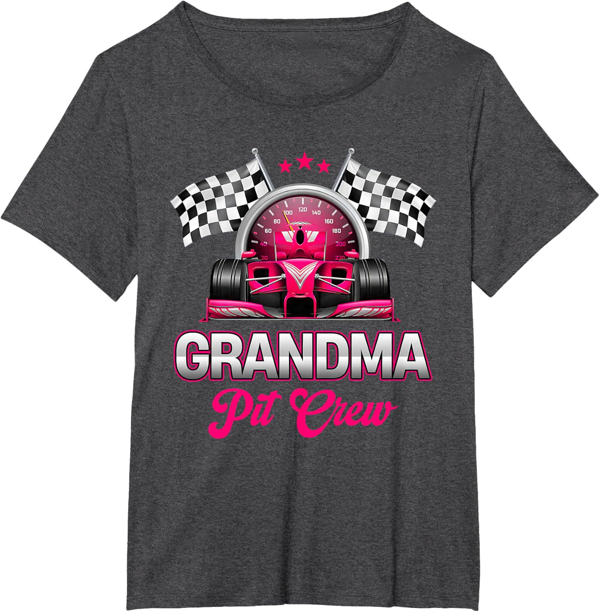 Grandma Pit Crew Race Car Birthday Girl Party Racing Family T-Shirt - Dark Heather Grey