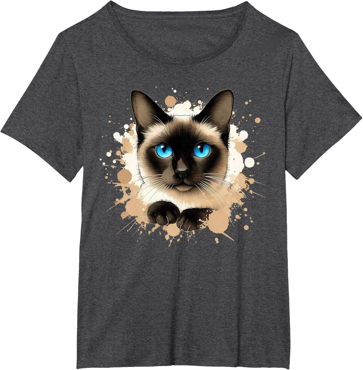 Siamese Cat Graphic Cute Siamese Cat Lover Animal Kitty T-Shirt - Dark Heather Grey