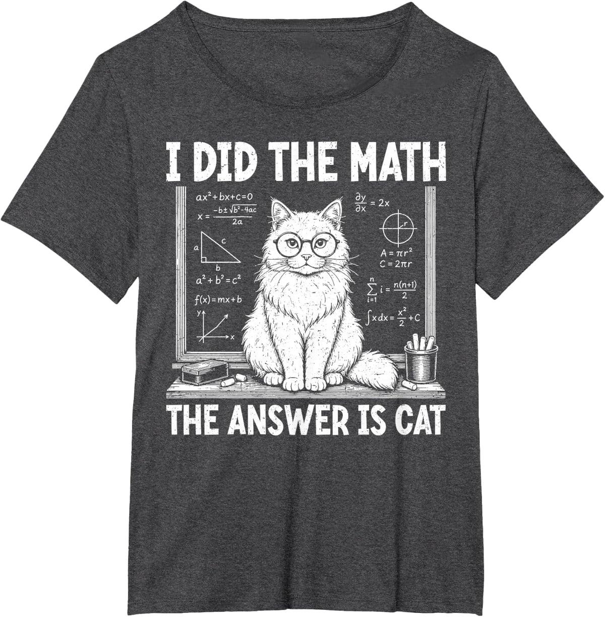 I Did The Math The Answer is Cat Funny Math Mathematics T-Shirt - Dark Heather Grey