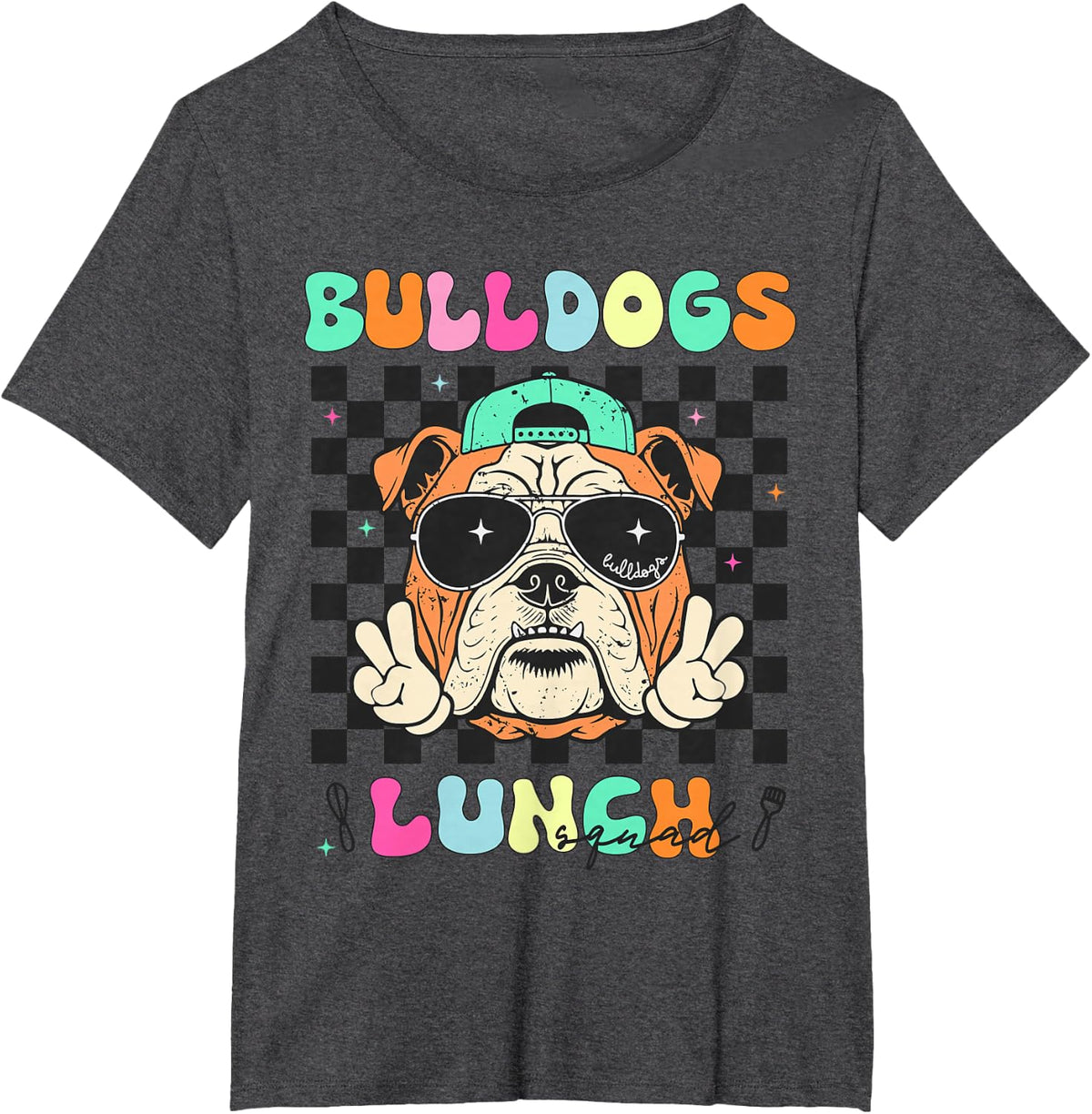 Lunch Squad Back to School Bulldogs Lunch Ladies Crew Women T-Shirt - Dark Heather Grey