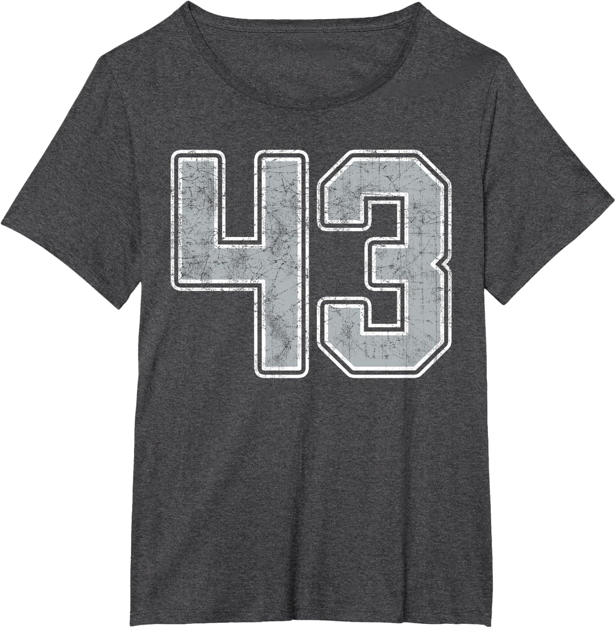 Silver White Number 43 Jersey Player Uniform #43 T-Shirt - Dark Heather Grey