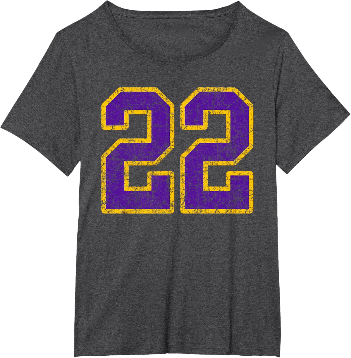 Purple Gold Number 22 Jersey Player Uniform #22 Grunge T-Shirt - Dark Heather Grey