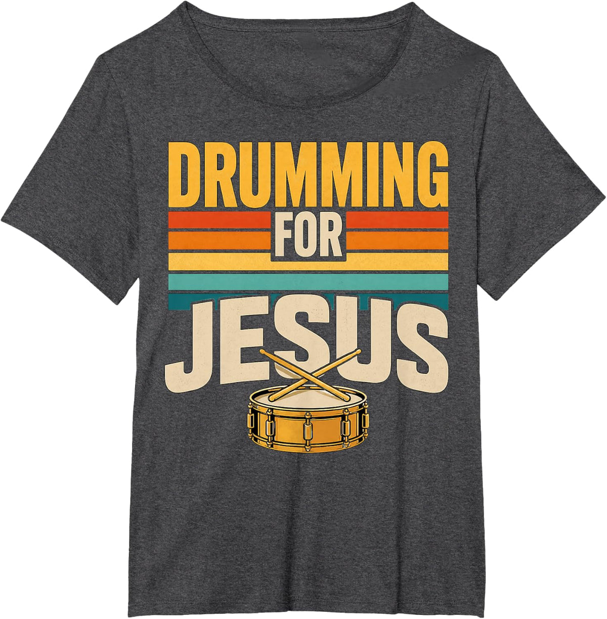 Christian Drummer Jesus Percussion Drum Kit Drumming T-Shirt - Dark Heather Grey