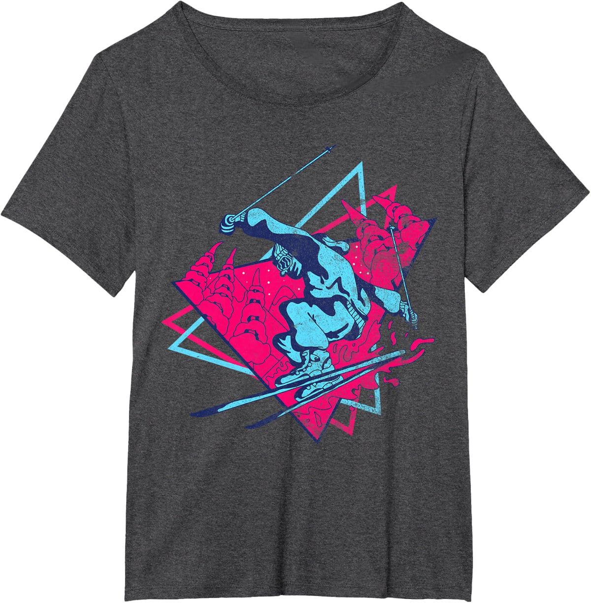 Retro Ski Vintage 80s 90s Skiing Outfit T-Shirt - Dark Heather Grey