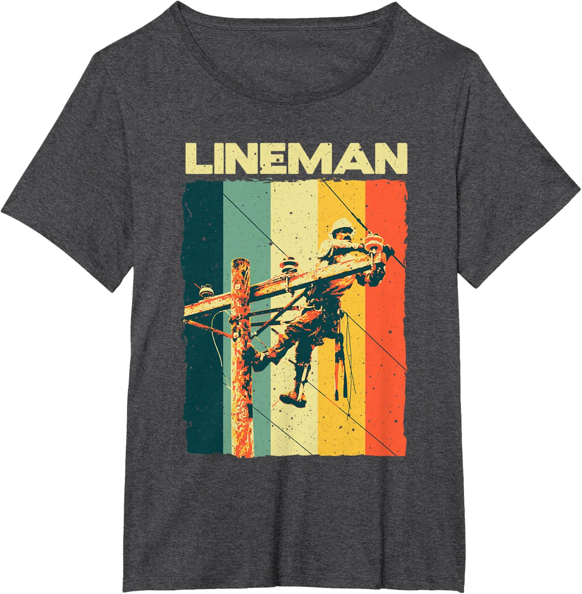 Funny Vintage Lineman Designs Men Women Electronics Lovers T-Shirt - Dark Heather Grey
