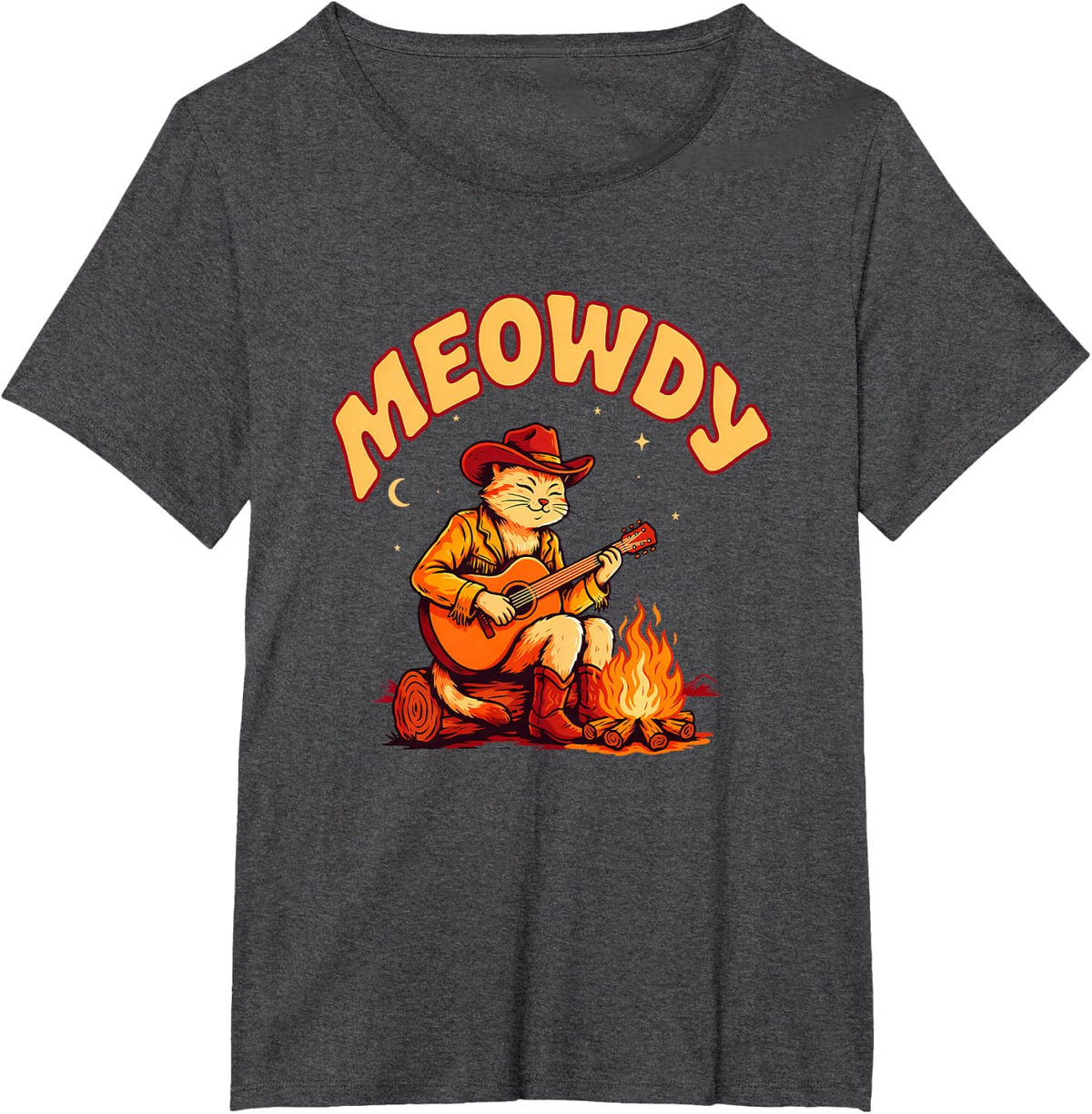 Meowdy Funny Cowboy Cat Pun Country Western Cowgirl Cat Mom T-Shirt - Dark Heather Grey