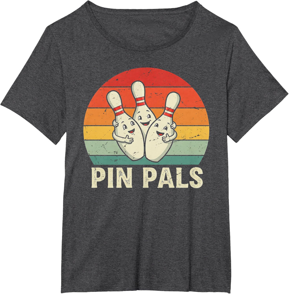 Pin Pals Funny Bowling T-Shirt - Dark Heather Grey