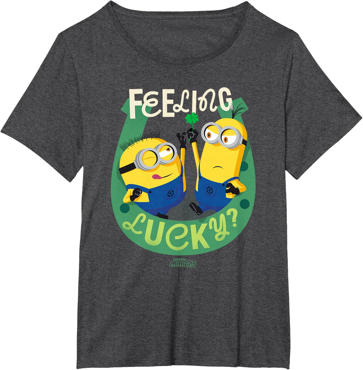 Minions Feeling Lucky T-Shirt - Dark Heather Grey