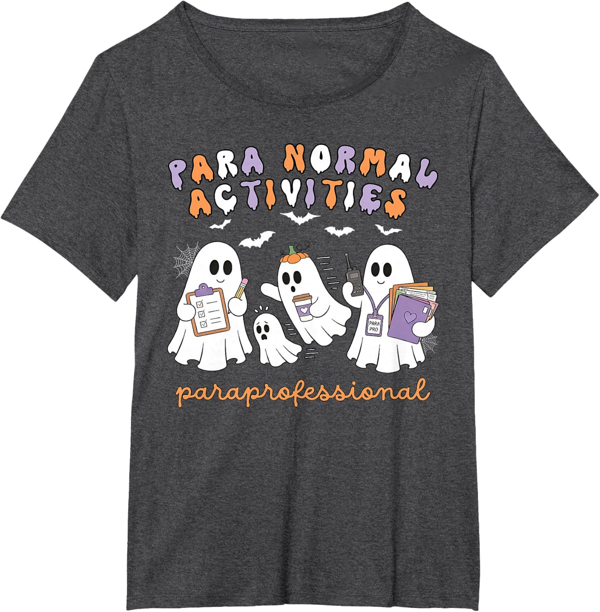 para Normal Activities Cute Ghost Paraprofessional Halloween T-Shirt - Dark Heather Grey