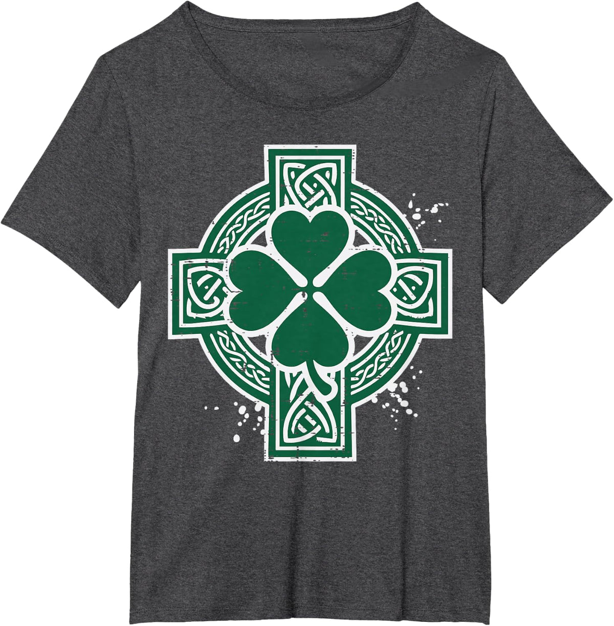 St Patricks Day Celtic Knot Clover Cross Irish Men Women Kid T-Shirt - Dark Heather Grey