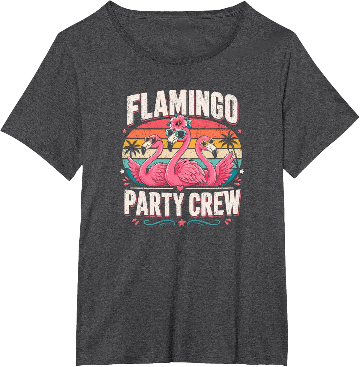Flamingo Party Crew Funny Pink Flamingo Party T-Shirt - Dark Heather Grey