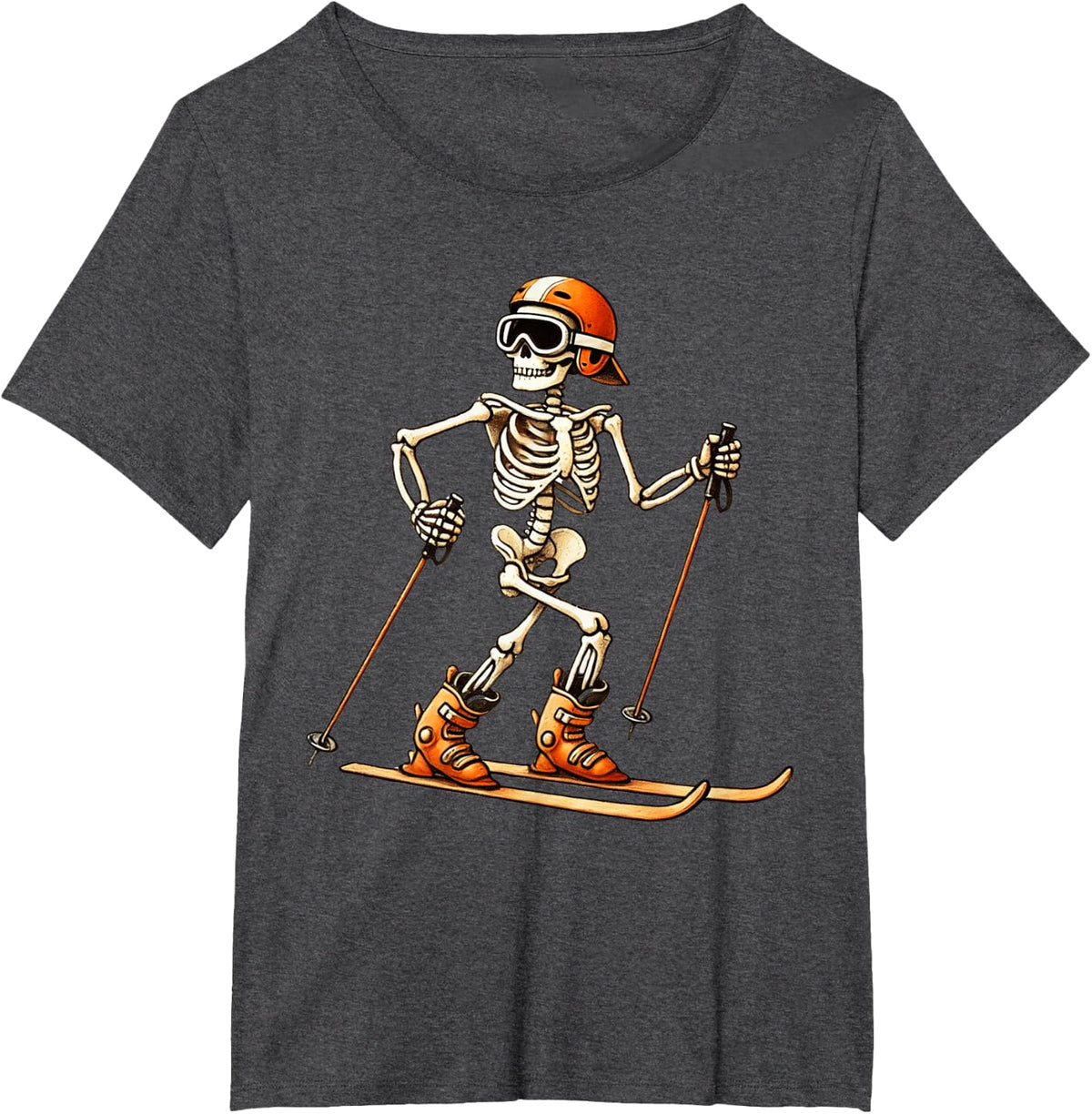 Skeleton Skiing Halloween Costume Funny Ski Boys Kids Men T-Shirt - Dark Heather Grey