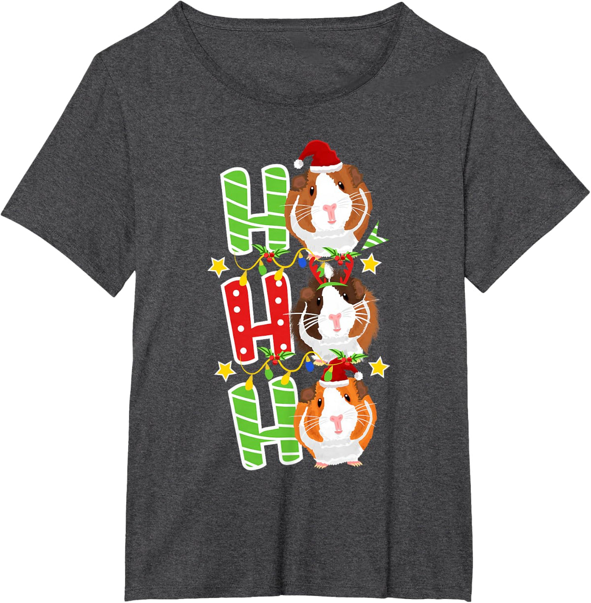 Santa Christmas Guinea Pig Lover Owner Stuff Piggy Cavy T-Shirt - Dark Heather Grey