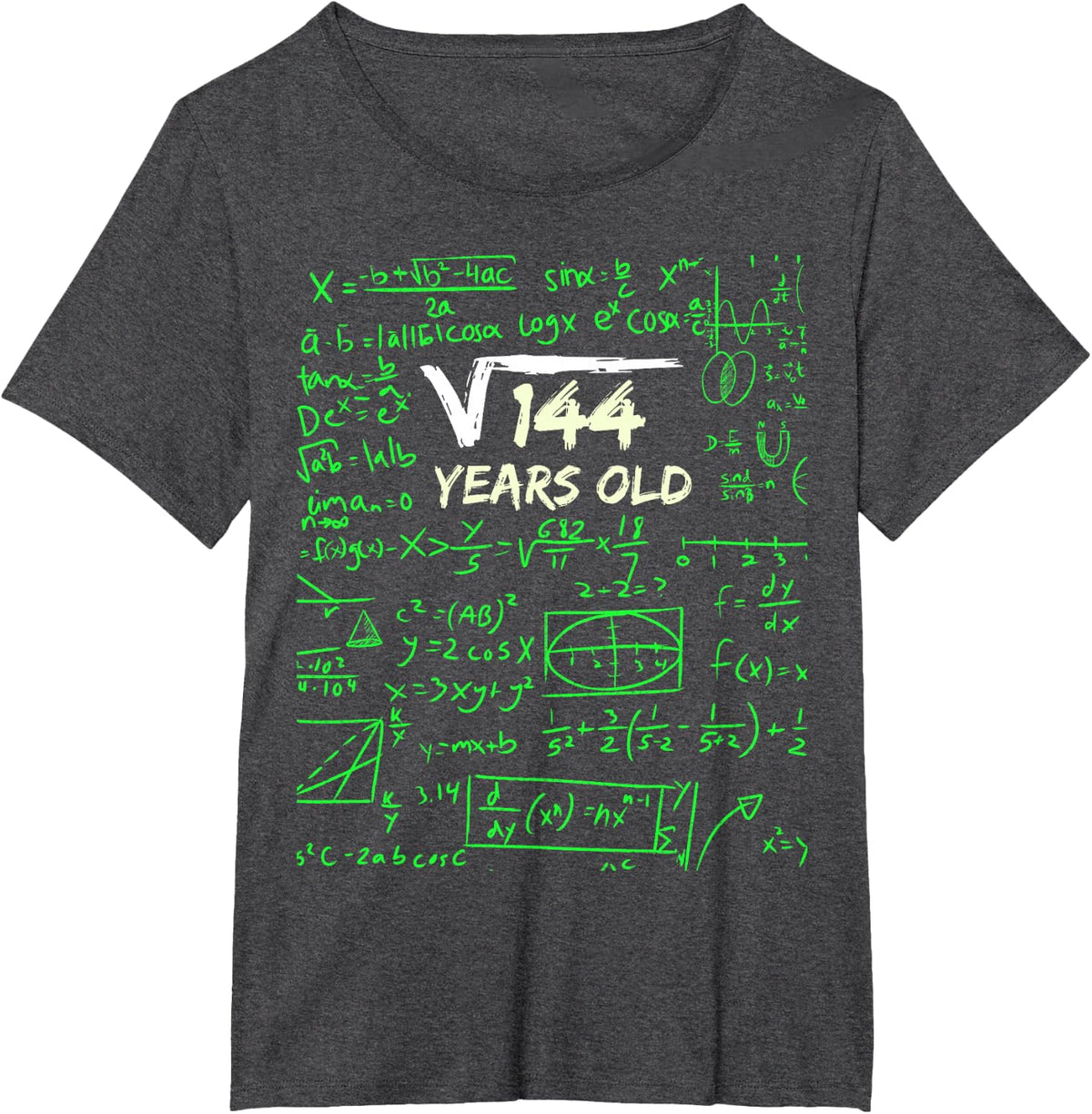 Square Root of 144 | 12th Birthday 12 Years Old Gift T-Shirt - Dark Heather Grey