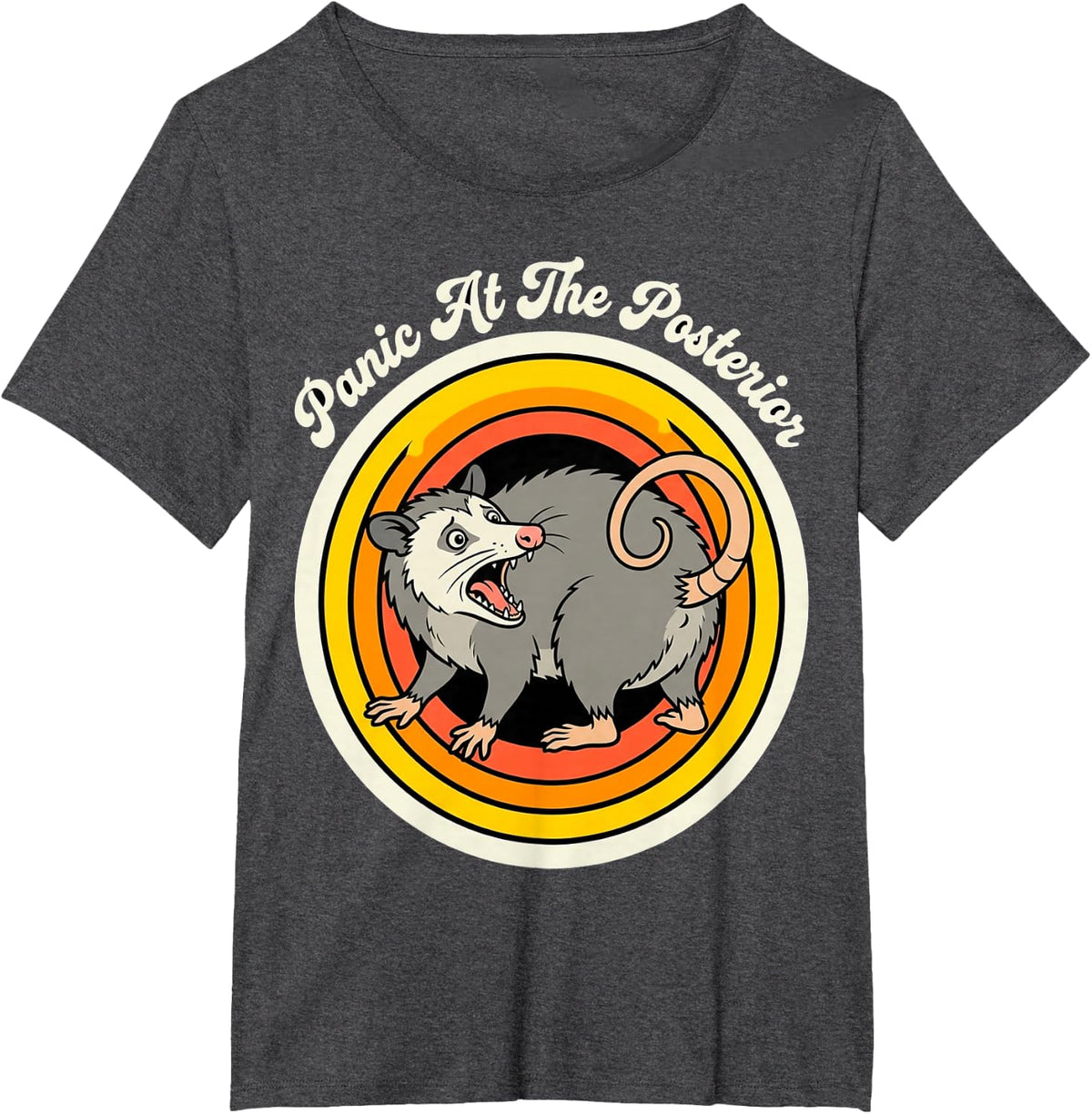 Screaming Opossum At Own Butt Sarcasm Funny Possum Meme T-Shirt - Dark Heather Grey