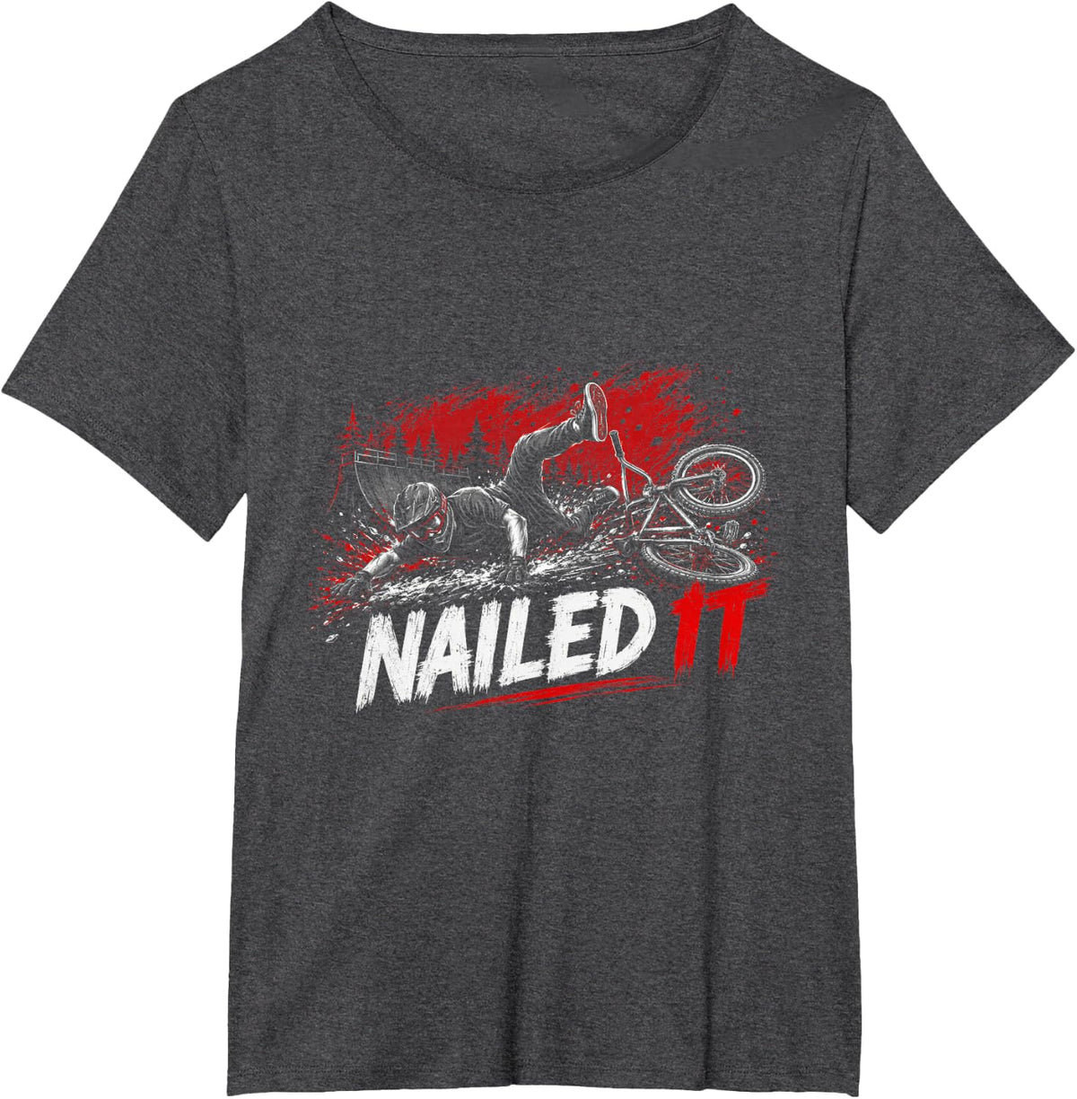 Sarcastic Nailed It Bike Crash BMX Enthusiast Cyclist T-Shirt - Dark Heather Grey
