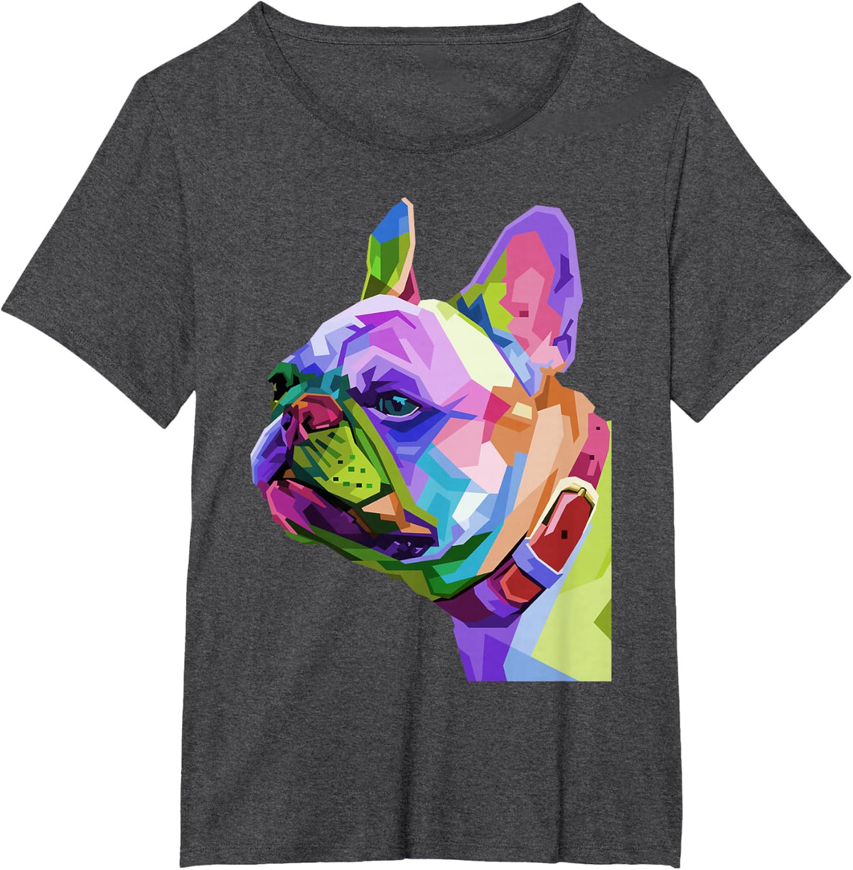 Frenchie French Bulldog Pop Art Portrait Bouledogue T-Shirt - Dark Heather Grey