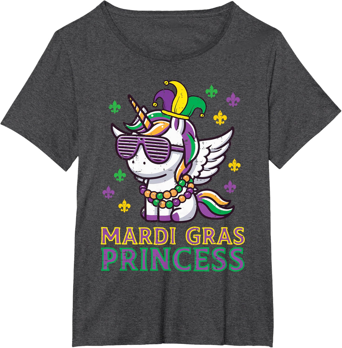 Mardi Gras Princess Unicorn Fat Tuesday Girls Kids Toddler T-Shirt - Dark Heather Grey