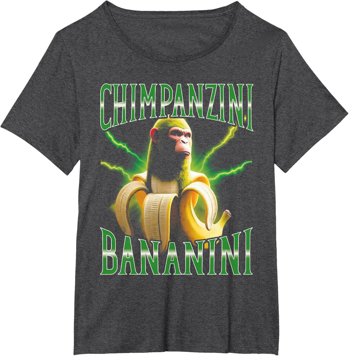 Surreal Italian Brainrot Meme Chimpanzini Bananini Funny T-Shirt - Dark Heather Grey