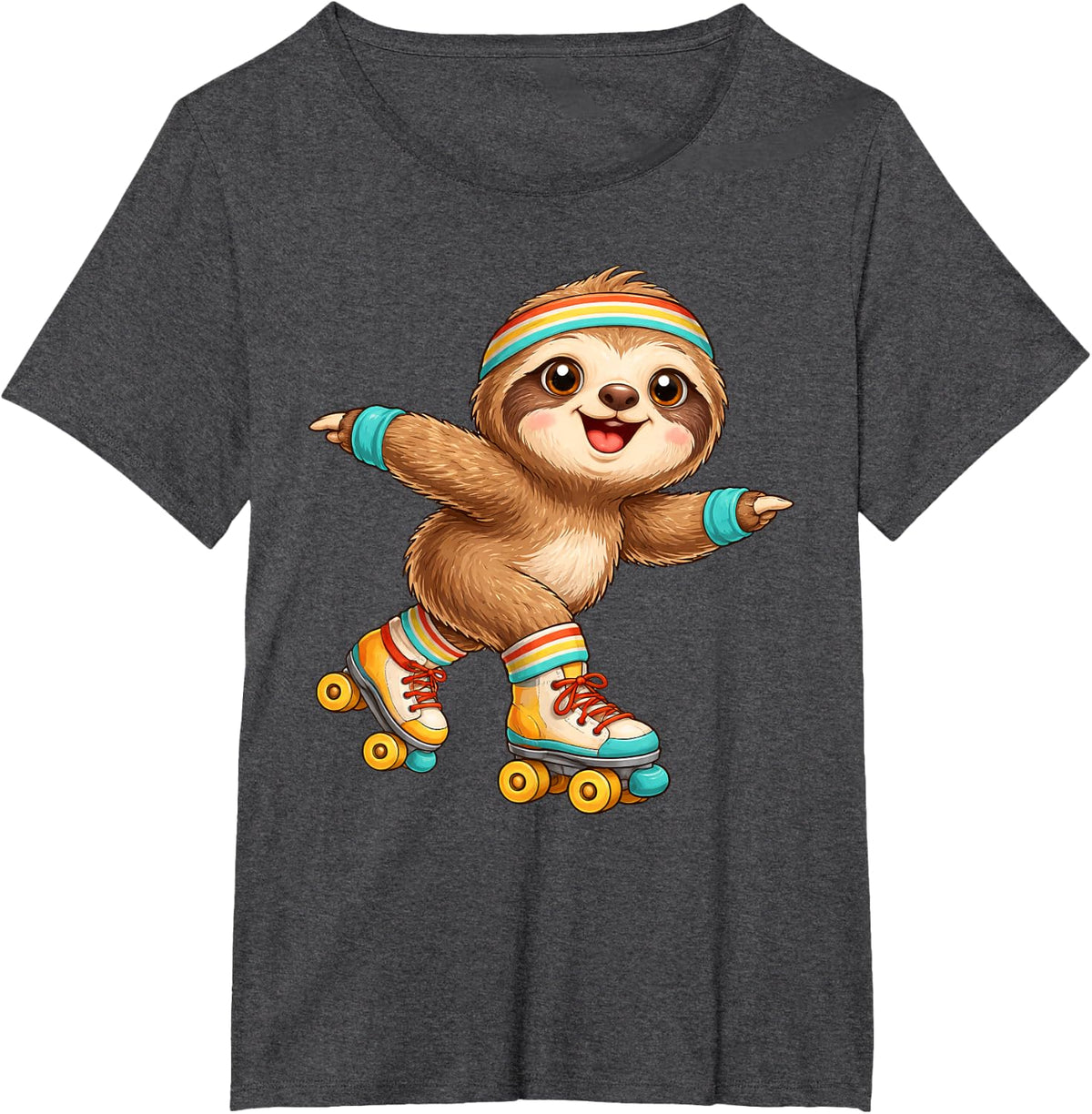 Sloth Roller Skates Skating T-Shirt - Dark Heather Grey
