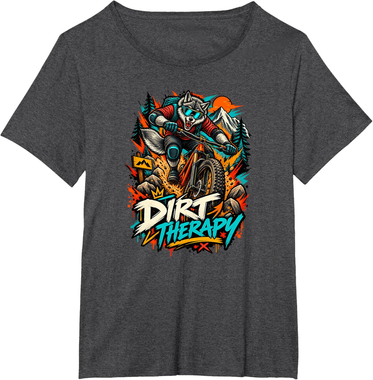 MTB Cycling Downhill-Therapy Mountain-Bike MTB Bicycle T-Shirt - Dark Heather Grey