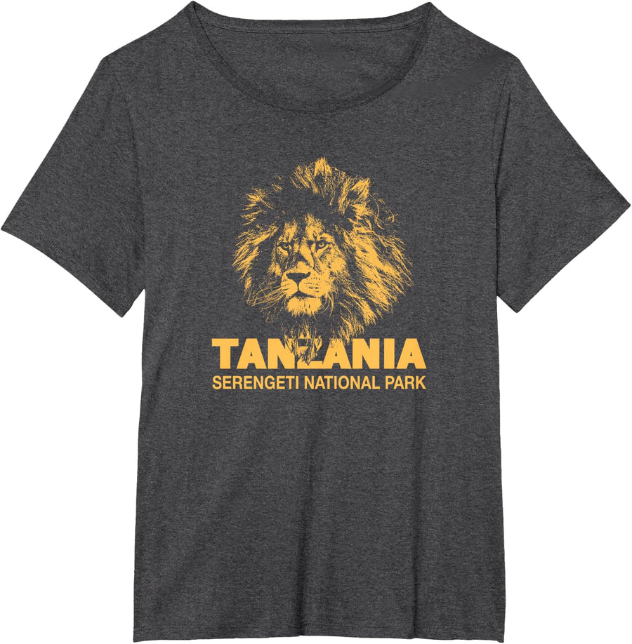 AFRICA Serengeti National Park African Safari Lion T-Shirt - Dark Heather Grey