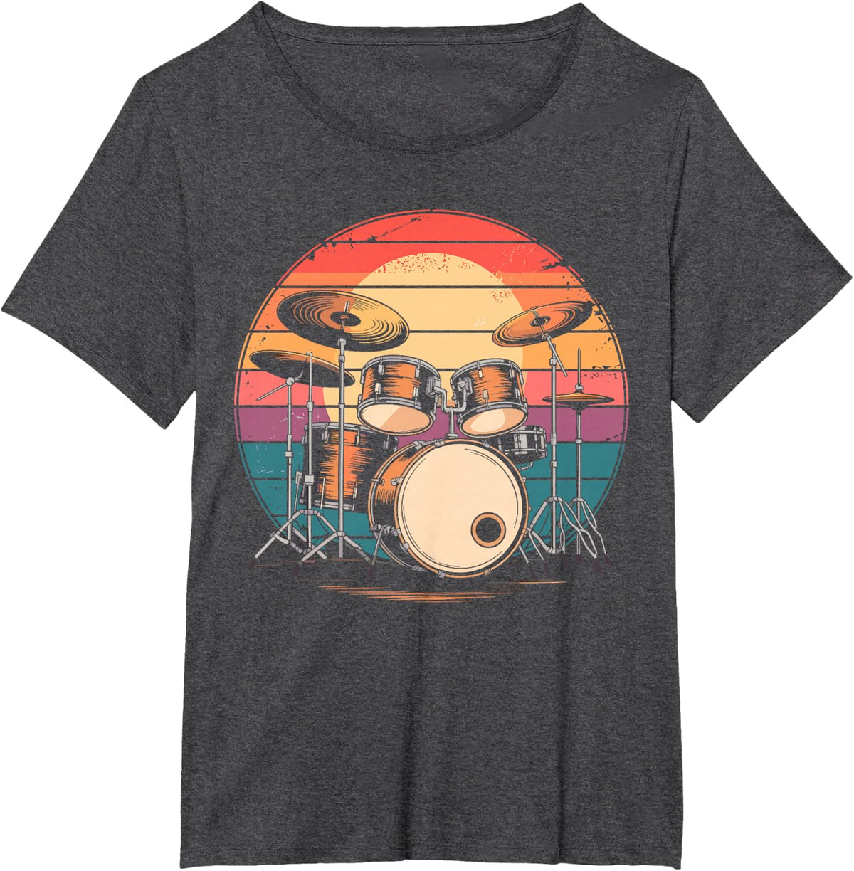 Drums Drummer Band Drumset Vintage Drum T-Shirt - Dark Heather Grey