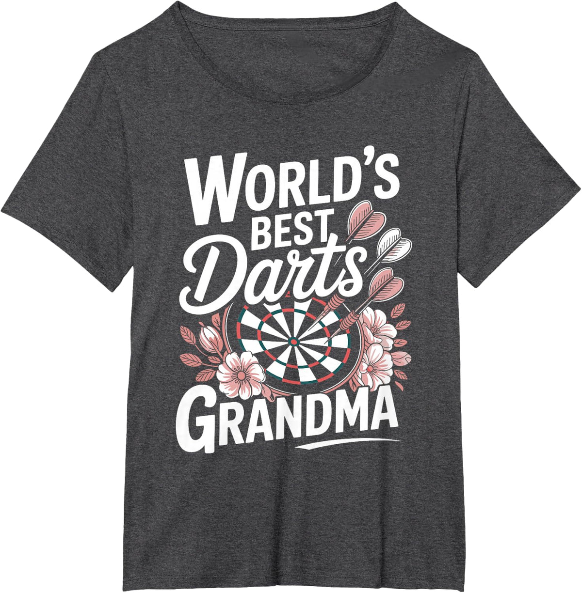 World's Best Darts Grandma Dartboard T-Shirt - Dark Heather Grey