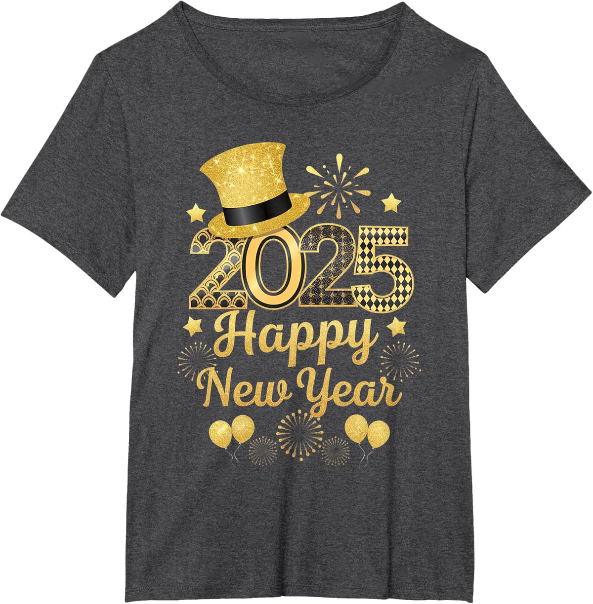 Happy New Year 2025 Ballon Family Matching Men Women Gifts T-Shirt - Dark Heather Grey