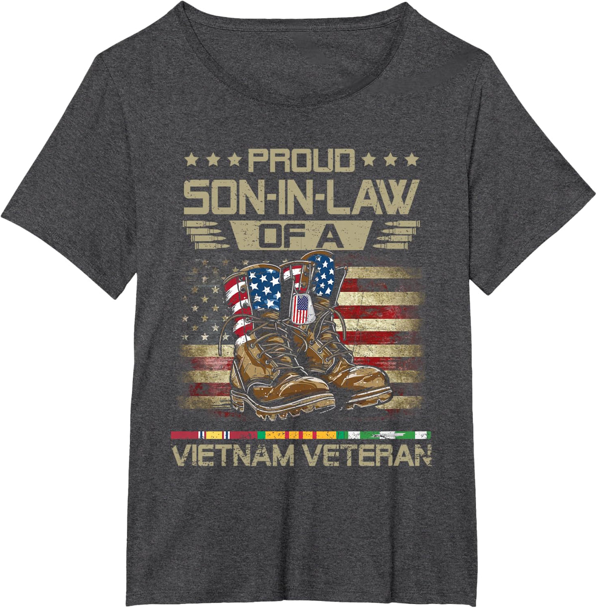 Proud Son-In-Law Of US Vietnam Veteran Family Matching T-Shirt - Dark Heather Grey