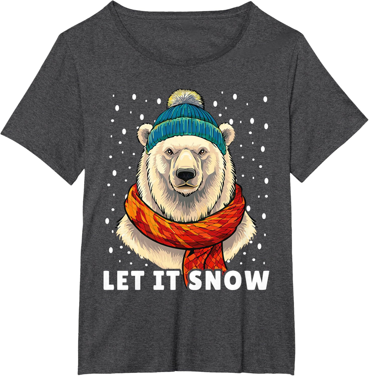 Funny Polar Bear Tee Winter Christmas Ice Bear Let It Snow T-Shirt - Dark Heather Grey