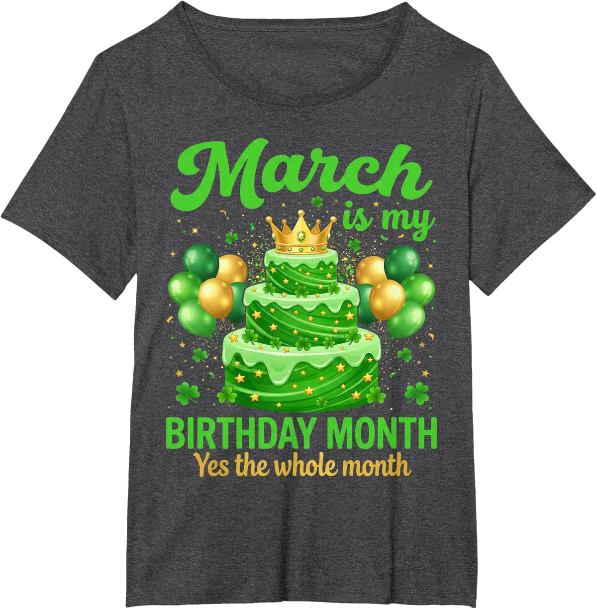 Happy St Patricks Day Its My Birthday Born Irish Bday Gifts T-Shirt - Dark Heather Grey