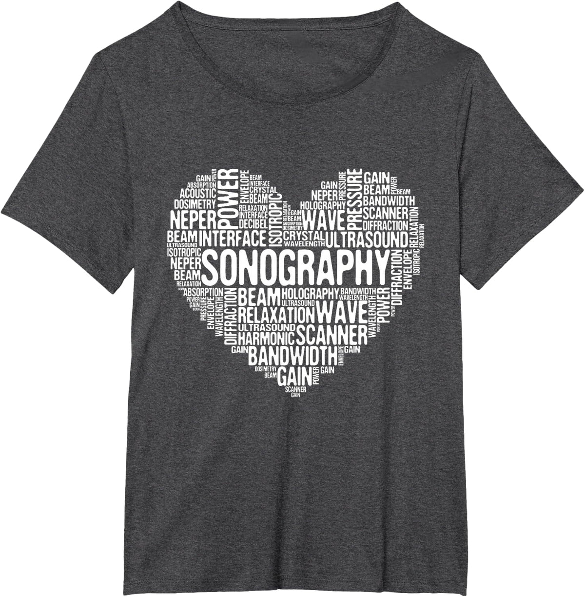 Sonography - Word Cloud Medical Sonographer Ultrasound Tech T-Shirt - Dark Heather Grey