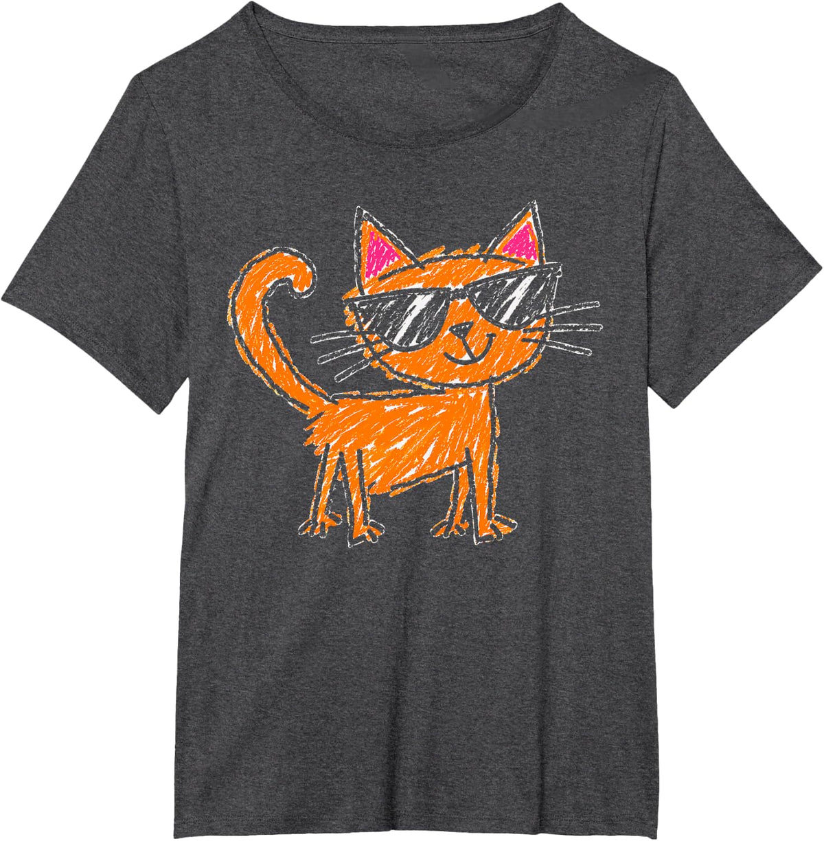 Cat Lover Cool Orange Cat with Sunglasses T-Shirt - Dark Heather Grey