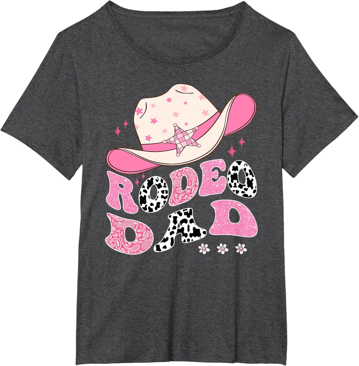 Rodeo Dad Pink Cowgirl 1St Birthday Family Matching T-Shirt - Dark Heather Grey