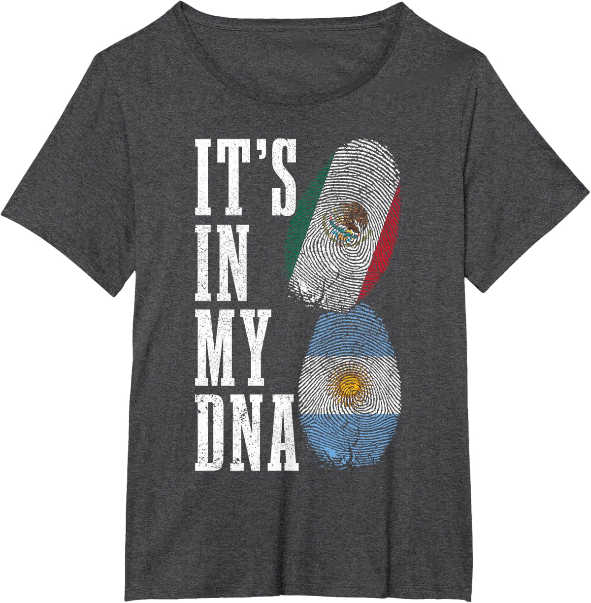 Mexico Argentina In My DNA Mexican Argentinian Flag Pride T-Shirt - Dark Heather Grey