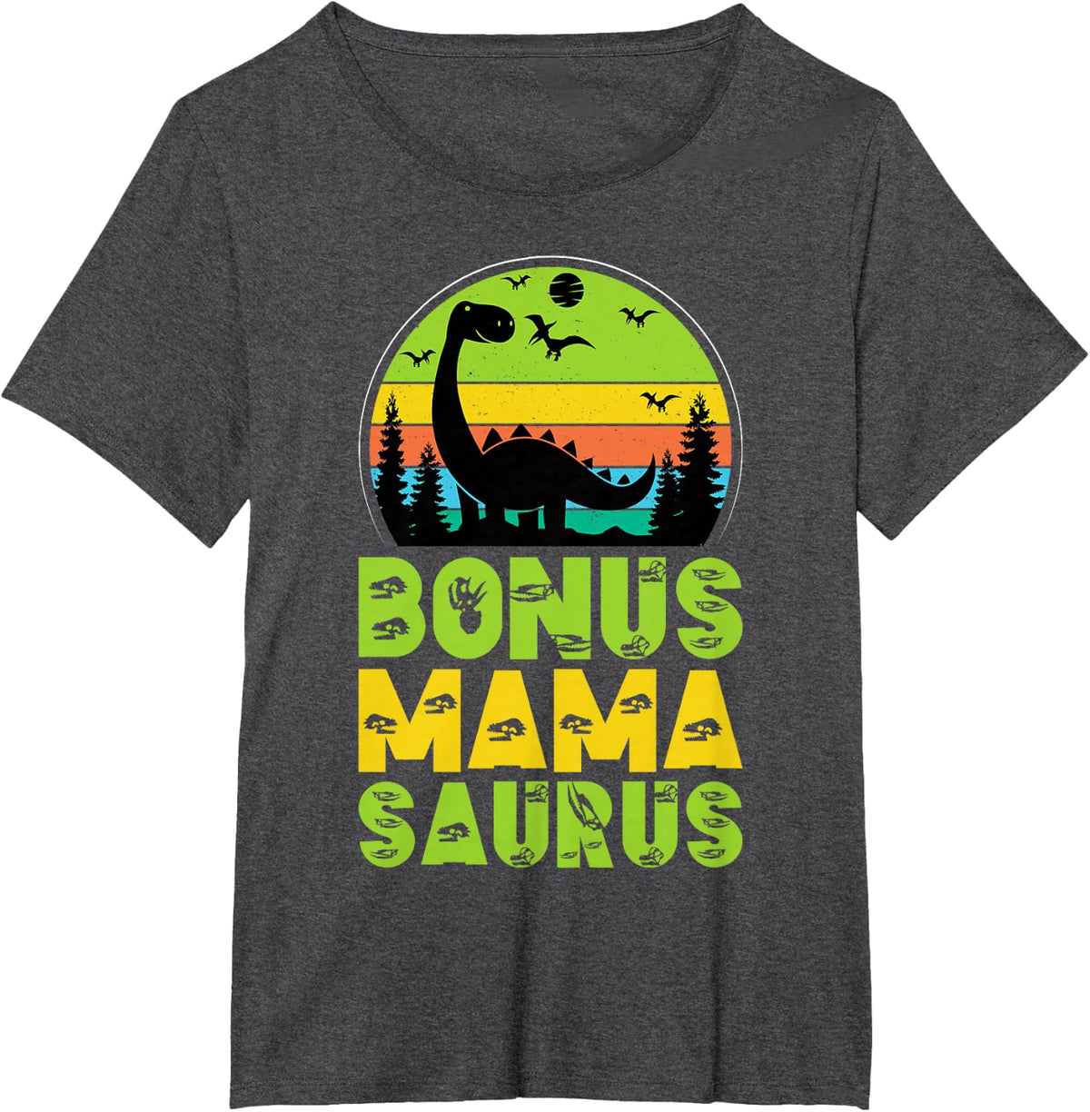 Bonus Mama Saurus Trex Mamasaurus Stepmom Dinosaur Step Mama T-Shirt - Dark Heather Grey