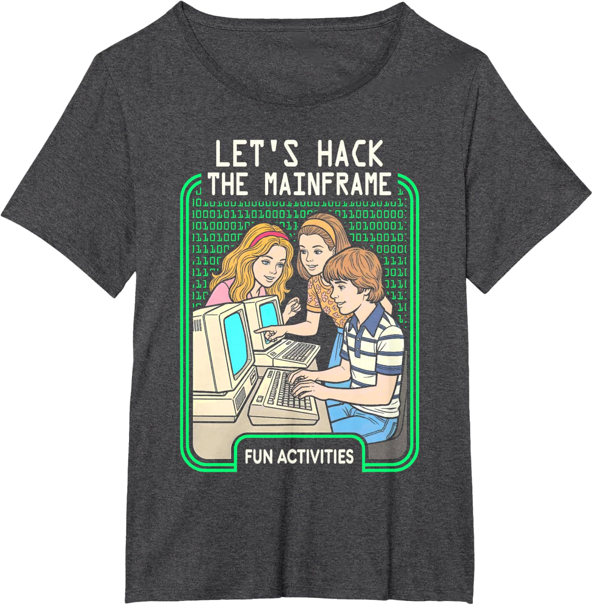 Let's Hack The Mainframe Funny Computer Hacker Programmer T-Shirt - Dark Heather Grey