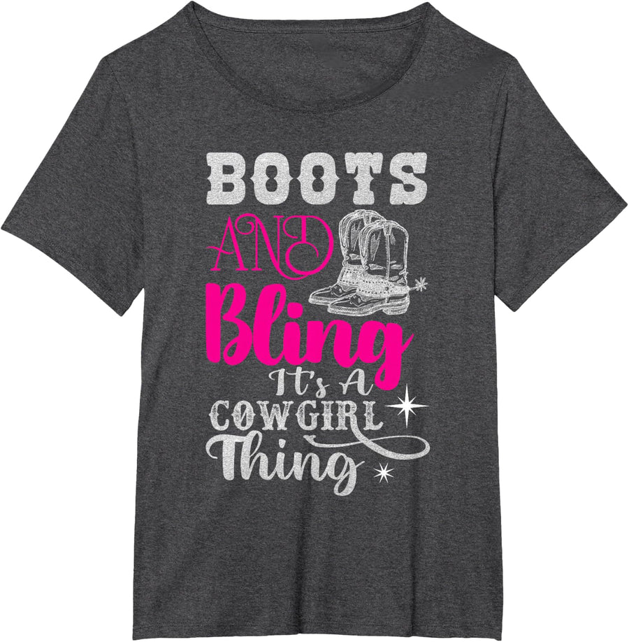 boots & bling it's a cowgirl thing Western T-Shirt - Dark Heather Grey