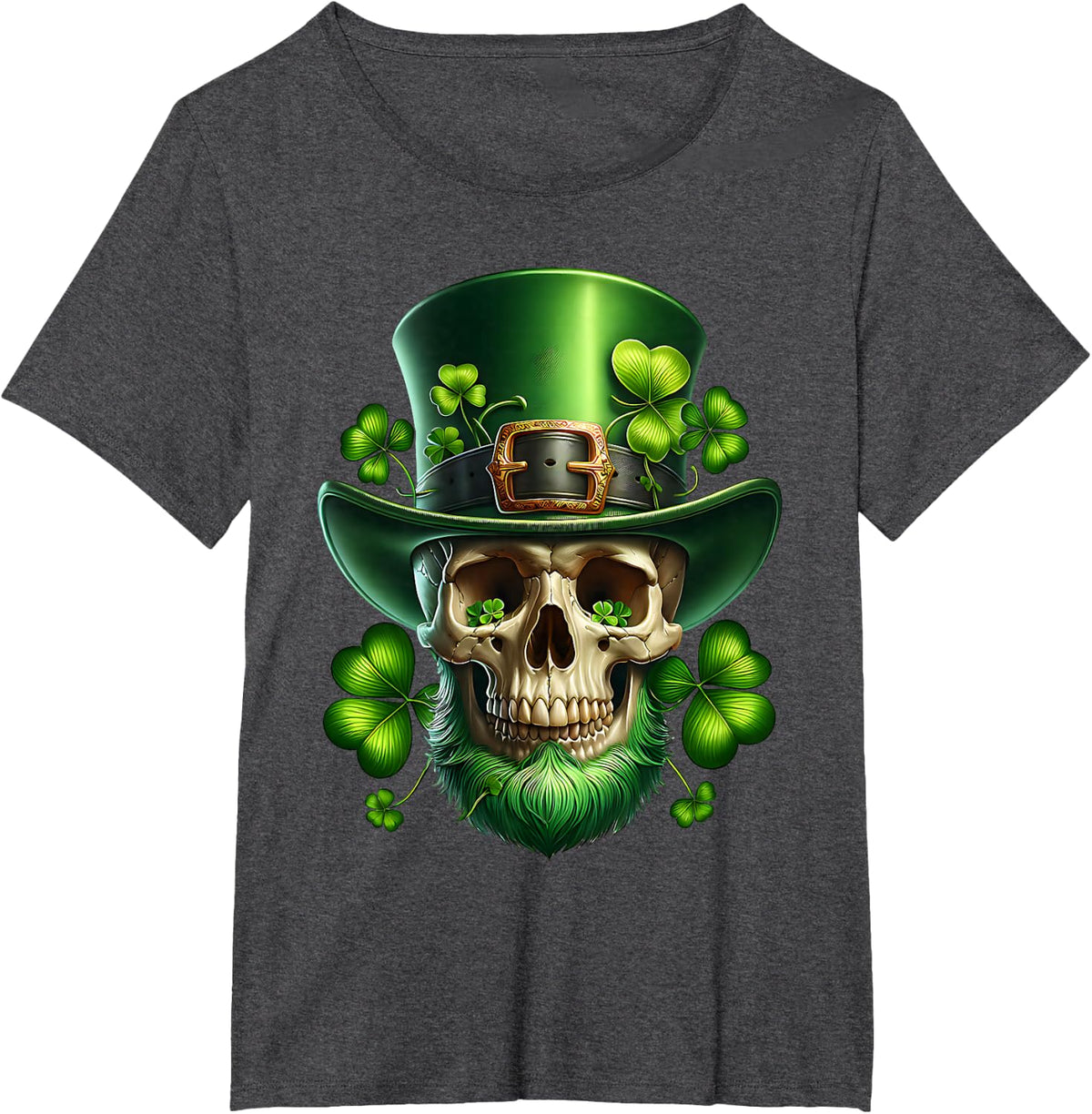 Saint Patrick Irish Sugar Skull Day Of Dead St Patricks Day T-Shirt - Dark Heather Grey