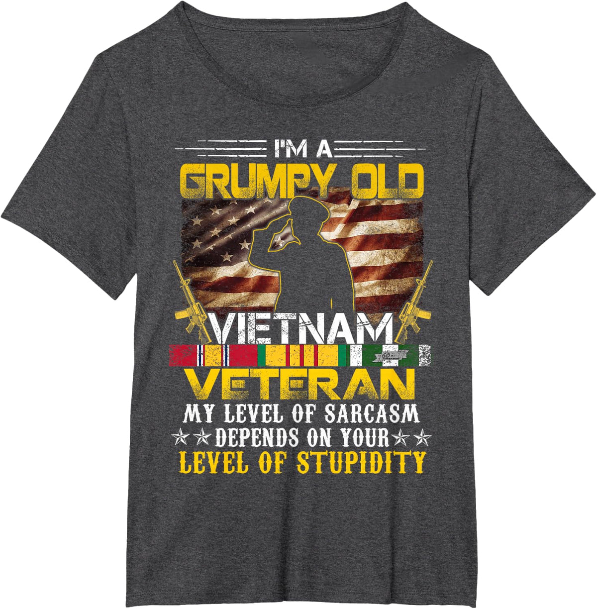 Proud Vietnam Veteran T-Shirt Grumpy Old Vietnam Veteran T-Shirt - Dark Heather Grey